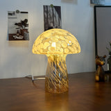 Yellow Charming Retro Glass Mushroom Table Lamp - Vintage Nordic Style Bedside Light - Side View