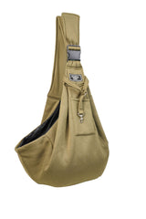 Green Breathable Pet Sling Carrier for Small Dogs & Cats - Adjustable Hands-Free Travel Pouch with Safety Leash & Pocket - Side View