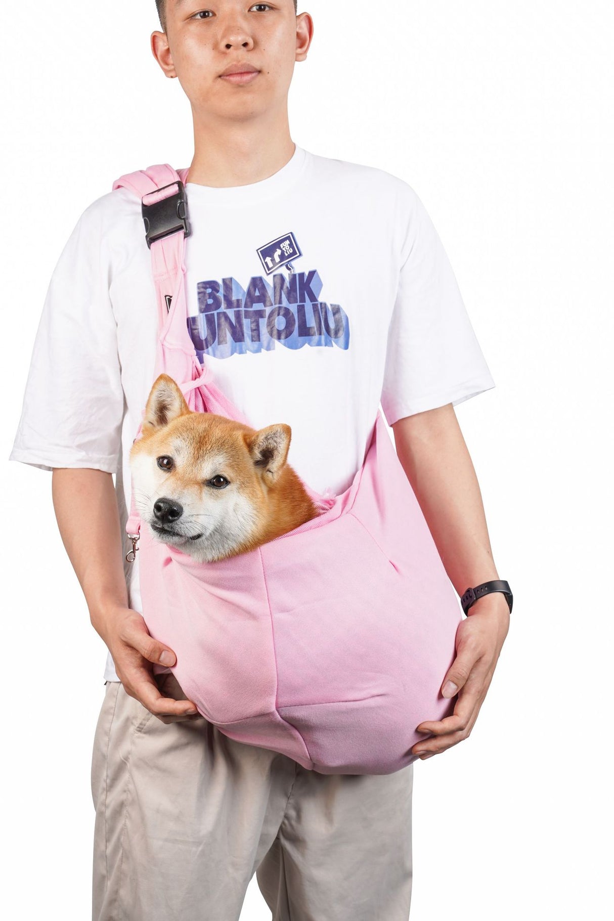 Pink Breathable Pet Sling Carrier for Small Dogs & Cats - Adjustable Hands-Free Travel Pouch with Safety Leash & Pocket