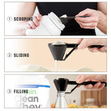 Black 2-Pack No-Spill Sliding Scoop & Funnel - Mess-Free for Protein Powder, Coffee, Formula - Side View