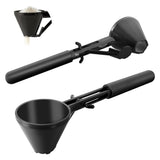 Black 2-Pack No-Spill Sliding Scoop & Funnel - Mess-Free for Protein Powder, Coffee, Formula - Top-Down View