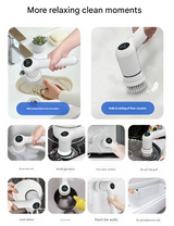 White Rechargeable Electric Spin Scrubber - Waterproof Power Cleaning Brush with 5 Heads & Digital Display for Bathroom, Kitchen & More - Side View