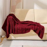 Claret Red Cozy Lightweight Acrylic Knit Throw Blanket - Diamond Waffle Texture for Sofa, Bed & Travel - Front View