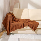 Caramel Cozy Lightweight Acrylic Knit Throw Blanket - Diamond Waffle Texture for Sofa, Bed & Travel - Front View