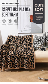 Grey and Black Luxurious Leopard Print Knit Throw Blanket - Ultra-Soft Jacquard Plush for Sofa, Bed & Cozy Comfort (130x150cm) - Top-Down View