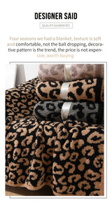 Grey and Black Luxurious Leopard Print Knit Throw Blanket - Ultra-Soft Jacquard Plush for Sofa, Bed & Cozy Comfort (130x150cm) - 45-Degree Angle