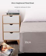 White Queen Size Waterproof Fitted Mattress Protector - Soft & Breathable Bed Cover, Hypoallergenic, Deep Pocket (152x190x30cm) - 45-Degree Angle