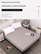 Purple Queen Size Waterproof Fitted Mattress Protector - Soft & Breathable Bed Cover, Hypoallergenic, Deep Pocket (152x190x30cm) - Front View