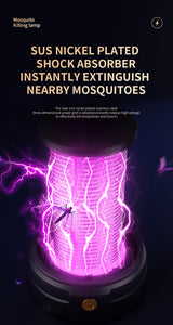 Dark Blue Portable 3-in-1 Electric Mosquito Zapper Lamp - UV Bug Killer, Warm Night Light & Bright Lantern, USB Plug-in use - Close-Up Angle