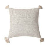 Grey Chic Geometric Jacquard Cushion Covers with Tassels - Set of 2, Plush Blend for Sofa & Bed Decor (45x45cm, Insert Not Included)
