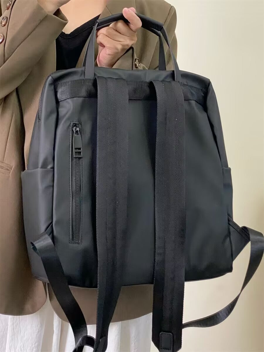 Size S Black Stylish Waterproof Nylon Backpack - Lightweight, Multi-Pocket for Travel, Commute & Daily Use
