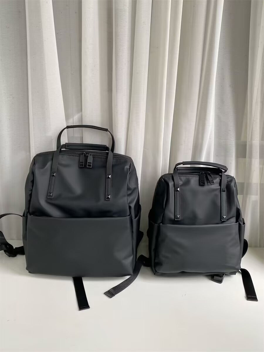 Size S Black Stylish Waterproof Nylon Backpack - Lightweight, Multi-Pocket for Travel, Commute & Daily Use