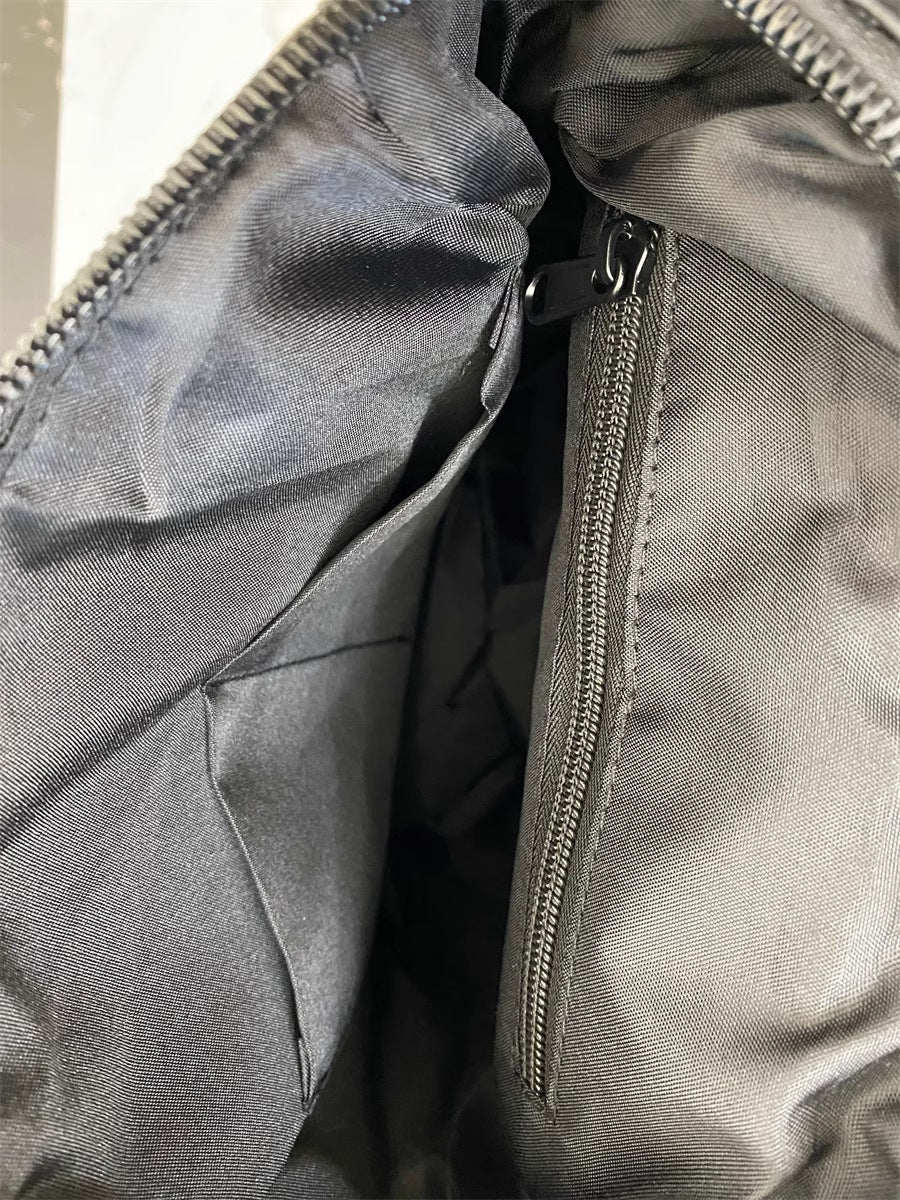 Size L Black Stylish Waterproof Nylon Backpack - Lightweight, Multi-Pocket for Travel, Commute & Daily Use