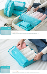 Dark Blue 7-Piece Travel Packing Cubes & Organizer Set - Lightweight Luggage Storage Bags for Clothes, Shoes & Toiletries - 45-Degree Angle