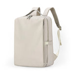 Beige Slim Minimalist Laptop Backpack - Shockproof & Anti-Theft Design, Travel-Friendly with Luggage Strap, Water-Resistant