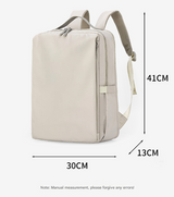 Beige Slim Minimalist Laptop Backpack - Shockproof & Anti-Theft Design, Travel-Friendly with Luggage Strap, Water-Resistant - Side View