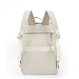 Beige Slim Minimalist Laptop Backpack - Shockproof & Anti-Theft Design, Travel-Friendly with Luggage Strap, Water-Resistant - Close-Up Angle