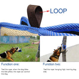Blue and Khaki Heavy Duty Jute Dog Bite Pillow - Professional Training Tug Toy with 3 Handles for Schutzhund, K9, Agility & Bite Work - Close-Up Angle