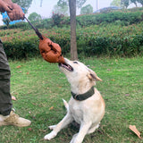 Red Durable Leather Dog Training Ball with Loop Handle - Interactive Bite & Tug Toy for Playful Pups - 45-Degree Angle
