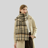 Red Chic Plaid Winter Scarf - Large Soft Polyester Shawl Wrap with Tassels, Korean Inspired Fashion