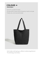Black Stylish Lightweight Seersucker Gingham Tote Bag - Spacious Multi-Pocket Shoulder Bag with Zipper