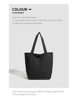 Black Stylish Lightweight Seersucker Gingham Tote Bag - Spacious Multi-Pocket Shoulder Bag with Zipper - Front View