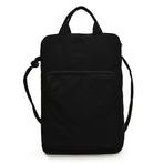 Black Lightweight Nylon Vertical Crossbody Tote Bag - Casual Shoulder Bag with Adjustable Strap & Pockets