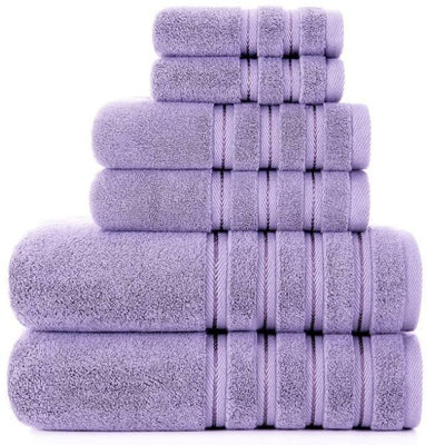 Purple Luxury 6-Piece Combed Cotton Towel Bale Set - Ultra Soft & Absorbent Bath, Hand, Face Towels
