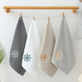 Grey 4-Pack Elegant Glod Floral Embroidered Cotton Hand Towels - Ultra Soft & Absorbent - Side View