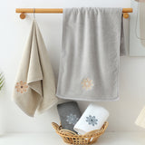 Grey 4-Pack Elegant Glod Floral Embroidered Cotton Hand Towels - Ultra Soft & Absorbent - Top-Down View