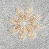 Grey 4-Pack Elegant Glod Floral Embroidered Cotton Hand Towels - Ultra Soft & Absorbent - 45-Degree Angle