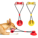 Yellow Interactive Dog Suction Cup Tug Toy - Durable TPR Chew & Treat Dispenser for Teeth Cleaning & Solo Play - Front View
