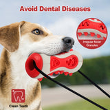 Yellow Interactive Dog Suction Cup Tug Toy - Durable TPR Chew & Treat Dispenser for Teeth Cleaning & Solo Play - 45-Degree Angle