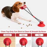 Yellow Interactive Dog Suction Cup Tug Toy - Durable TPR Chew & Treat Dispenser for Teeth Cleaning & Solo Play - Close-Up Angle