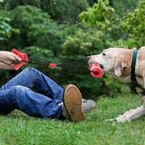 Yellow Interactive Dog Suction Cup Tug Toy - Durable TPR Chew & Treat Dispenser for Teeth Cleaning & Solo Play - Low Angle