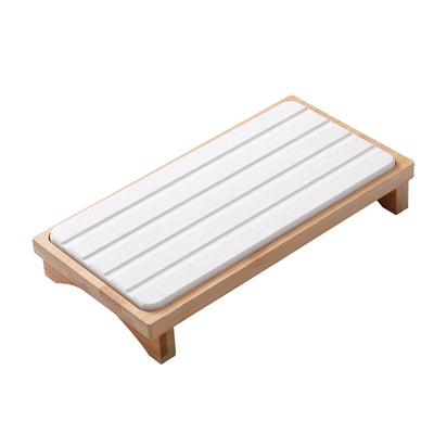 White Natural Diatomaceous Earth Absorbent Drying Tray with Bamboo Base - Quick-Dry Stone Mat for Kitchen & Bathroom Sink