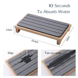 White Natural Diatomaceous Earth Absorbent Drying Tray with Bamboo Base - Quick-Dry Stone Mat for Kitchen & Bathroom Sink - Side View