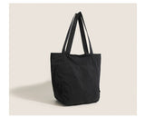 Black Chic Lightweight Canvas Blend Tote Bag - Stylish Large Capacity Shoulder Bag for Women, Perfect for Commute & Daily Use - Front View