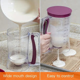 Purple Precision Batter Dispenser with Measurement Marks - 900ml Easy Pour for Pancakes, Cupcakes & Waffles - Top-Down View