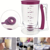 Purple Precision Batter Dispenser with Measurement Marks - 900ml Easy Pour for Pancakes, Cupcakes & Waffles - Rear View