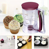Red Precision Batter Dispenser with Measurement Marks - 900ml Easy Pour for Pancakes, Cupcakes & Waffles - Front View