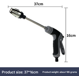 Black and Grey Heavy Duty Long Wand Garden Hose Nozzle - High Pressure Water Spray Gun with Adjustable Patterns for Car Wash, Plants & Cleaning - Front View