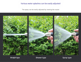 Black and Grey Heavy Duty Long Wand Garden Hose Nozzle - High Pressure Water Spray Gun with Adjustable Patterns for Car Wash, Plants & Cleaning - Side View