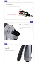 Black and Grey Heavy Duty Long Wand Garden Hose Nozzle - High Pressure Water Spray Gun with Adjustable Patterns for Car Wash, Plants & Cleaning - Top-Down View