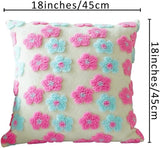 Pink Charming 3D Floral Plush Cushion Covers - Set of 4, 45x45cm Soft Faux Lambswool Pillowcases for Sofa & Bed Decor - 45-Degree Angle