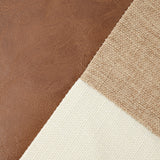 Khaki and Gray Modern Geometric Faux Leather & Cotton-Linen Cushion Covers - Set of 2, 45x45cm Decorative Pillowcases for Sofa & Car - Side View