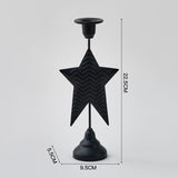 Black Elegant Star Metal Candlestick Holder - Decorative Taper Candle Stand for Home, Tabletop & Special Occasions