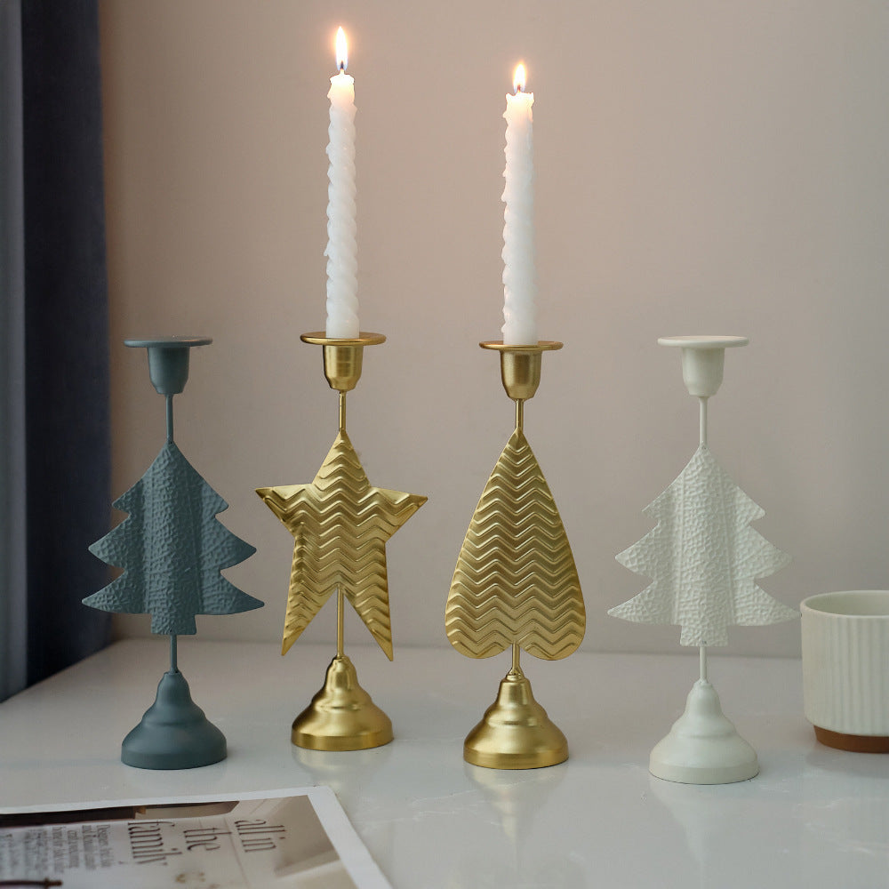 Grey Elegant Star Metal Candlestick Holder - Decorative Taper Candle Stand for Home, Tabletop & Special Occasions