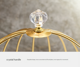 Gold and Black Elegant 2-Tier Gold Birdcage Cosmetic Organizer - Wrought Iron Countertop Storage Rack for Skincare, Makeup & Jewelry - 45-Degree Angle