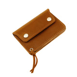 Khaki Vintage Handmade Crazy Horse Leather Wallet - Compact Card Holder & Zippered Coin Purse with Snap Closure